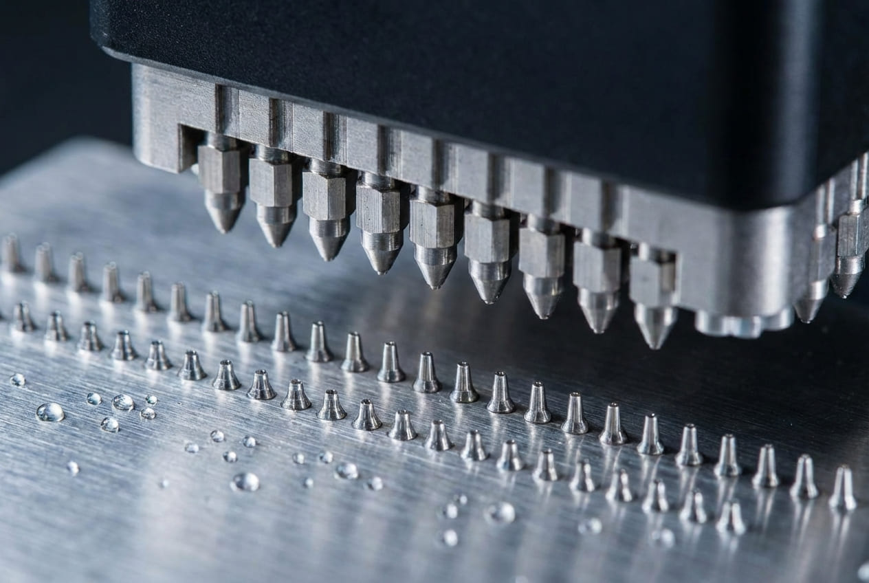 Многоструйная печатающая головка MJM-системы для нанесения фотополимера микрокаплями